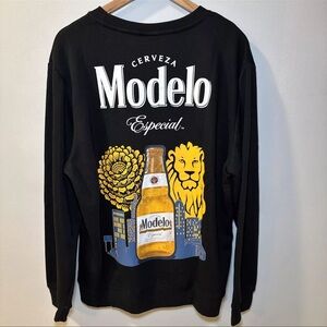 Modelo Beer Cerveza Pullover Sweater Mens Medium Black New With Tags